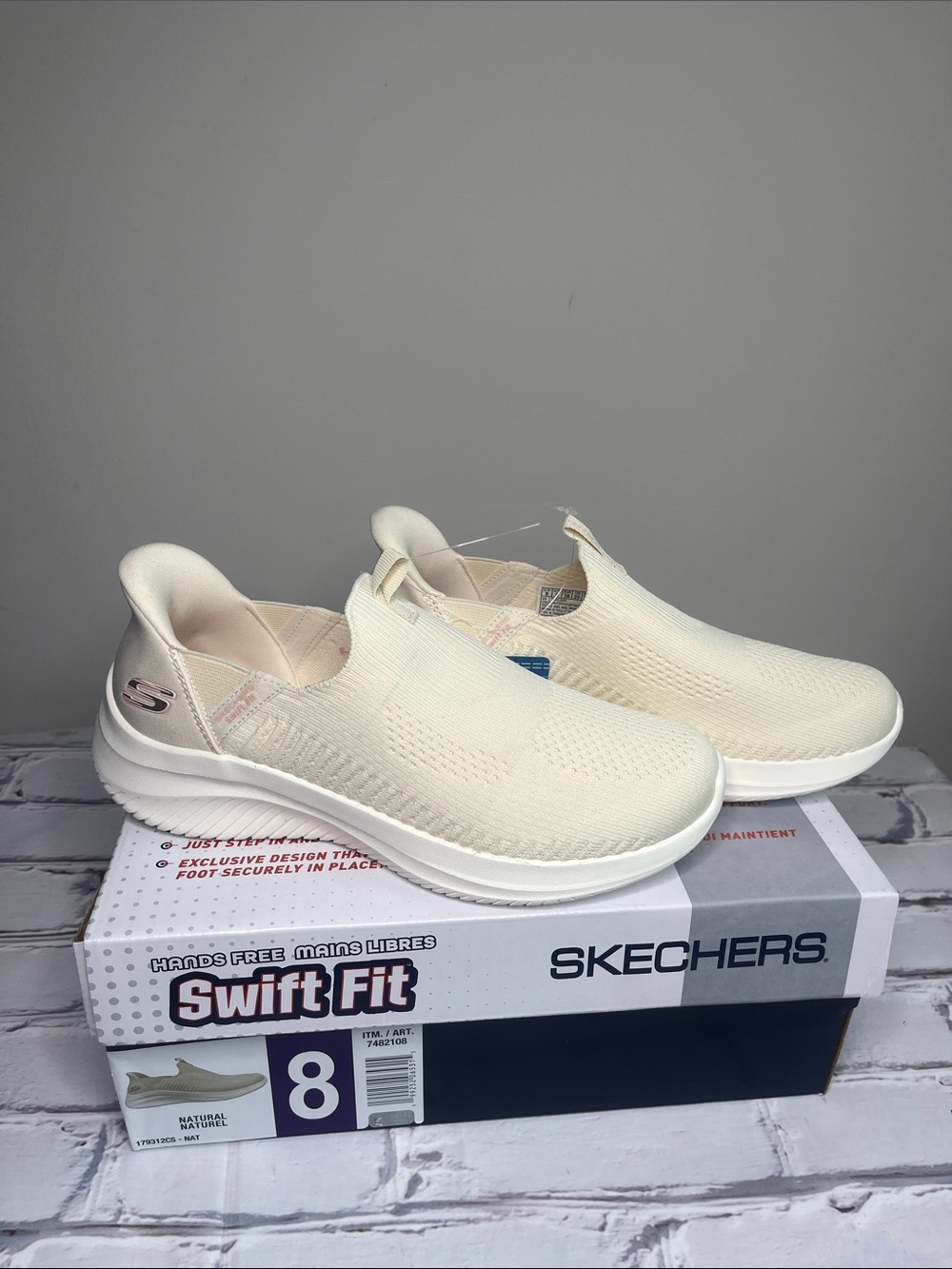 Skechers Women’s Swift Fit Slip-On Sneakers in Natural Cream